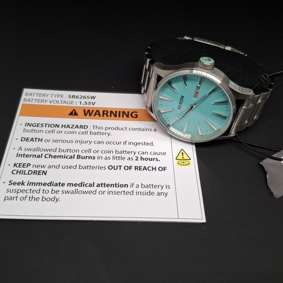 Nixon The Sentry SS Stainless Steel and Turquoise Watch - NWT - Picture 10 of 12